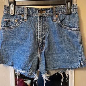 Levi denim high waisted cut off shorts
